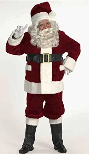 Vista 2 de Chaqueta de felpa de lujo borgoña con bolsillos exteriores de Papá Noel talla 42-48 Halco Claus 5691 abrigo con cremallera pantalones forrados
