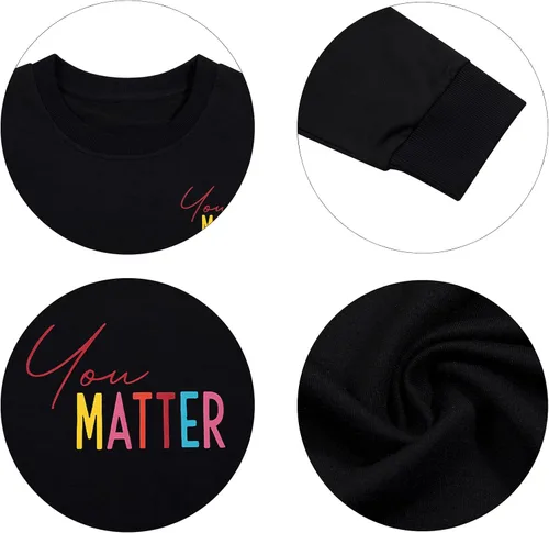 Vista 5 de Sudadera con texto en inglés You Matter para mujer Dear Person Behind Me, sudadera de salud mental positiva
