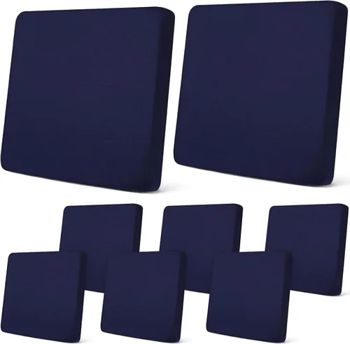 Vista 7 de Newwiee Funda de cojín, para cojín de asiento de sofá o sillón, 8 unidades, elástica, para sofá, muebles de patio y exteriores, de repuesto, suave
