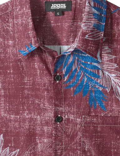 Vista 3 de JOGAL Camisa hawaiana floral para hombre, con bolsillo frontal, informal, Aloha