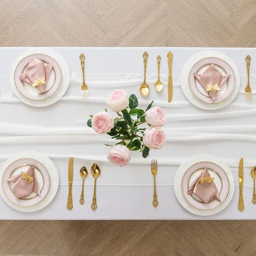 Vista 15 de Peomeise Paquete de 6 caminos de mesa de gasa de 14 x 108 pulgadas, camino de boda transparente, romántica tela negra para decoración de boda, baby