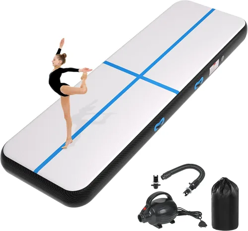 Vista 8 de Colchoneta inflable de gimnasia de 6, 10, 13, 16, 20 pies, 4/8 pulgadas de grosor, con bomba de aire eléctrica para uso doméstico, entrenamiento