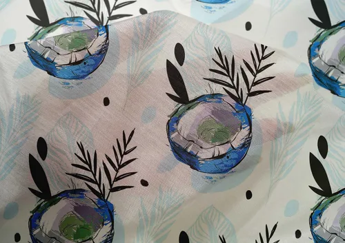 Vista 26 de oneOone Cotton Flex Brown Fabric Tropical Sewing Material Print Fabric By The Yard 40 Inch Wide-5K
