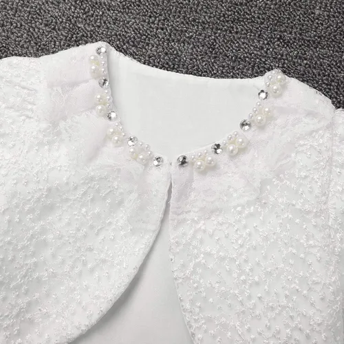 Vista 3 de iEFiEL Chicas de niños con cuentas Bolero vestido de flores de la boda chaqueta de encogimiento corto Cardigan