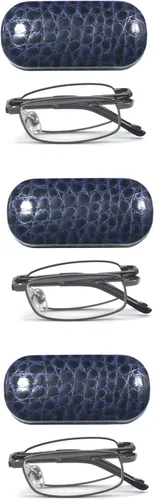 Vista 8 de Paquete de 3 gafas de lectura plegables unisex, color negro, bronce y plateado