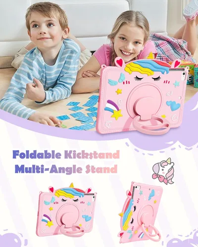 Vista 5 de Funda para iPad mini de 5ª/4ª generación - 7.9 pulgadas Funda Mini 4/5 Gen con soporte para bolígrafo, linda funda de tableta de silicona