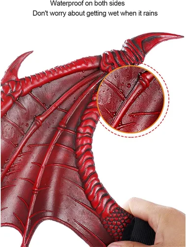 Vista 3 de Disfraz de alas de dragón para niños, juego de máscara de cola de dinosaurio, disfraz de dragón de Halloween