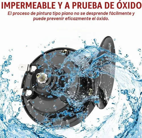 Vista 3 de 2 piezas de bocinas de tren súper fuertes de 300DB, juego de repuesto de bocinas de aire impermeables de 12V, bocina doble de aire eléctrico de Negro