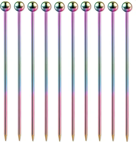Vista 8 de Paquete de 45 palillos de cóctel de acero inoxidable para martini