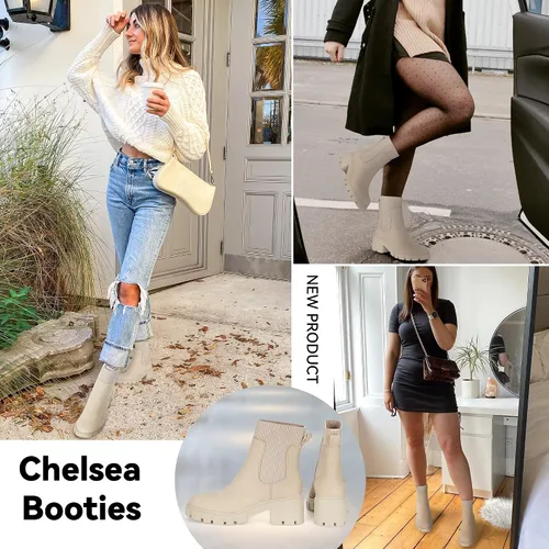 Vista 6 de Athlefit Chelsea - Botines de plataforma para mujer, con tacón grueso y elástico