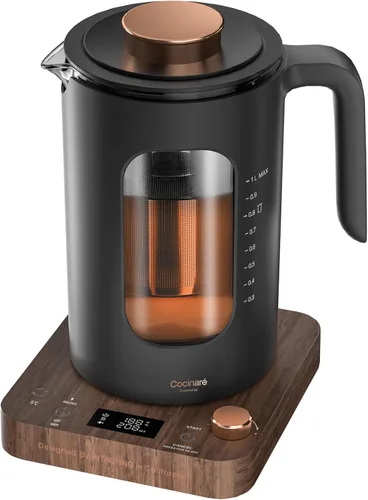 Vista 10 de INTASTING Hervidor de té eléctrico, hervidor eléctrico con infusor de té, control de temperatura de perilla de ±1 ℉, vidrio sin BPA, calentamiento