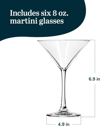 Vista 3 de Libbey Entertaining Essentials - Juego de 6 vasos de Martini altos, delgados, con forma triangular, vasos de cóctel clásicos para vinos, cócteles