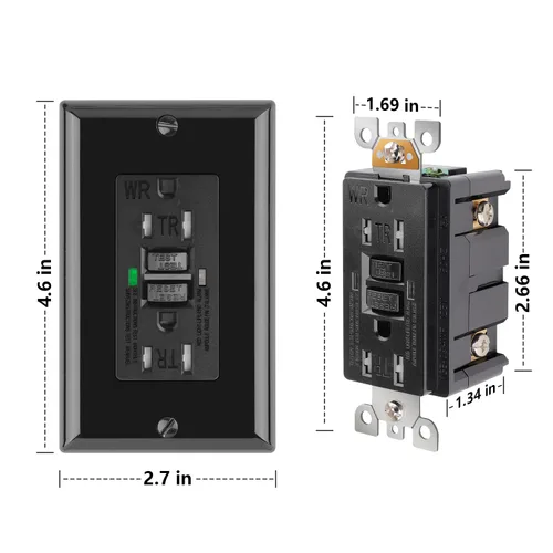 Vista 6 de POWAWINI GFCI - Toma de corriente de 15 amperios, certificación UL, receptáculos GFI autocomprobados, resistente a manipulaciones, resistente a