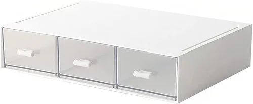Vista 14 de Organizador de escritorio con cajones, cajones de almacenamiento apilables, caja de almacenamiento de escritorio compacta de plástico, ideal