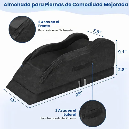Vista 2 de KingPavonini Almohadas ajustables de elevación de piernas para después de la cirugía, curva ergonómica mantiene la rodilla recta, almohada de espuma