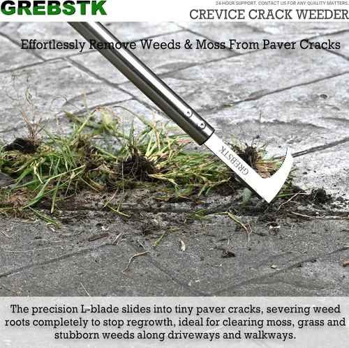 Vista 4 de GREBSTK Crack Weeder Crevice Weeding Stainless Steel Tool Adjustable, 63 in