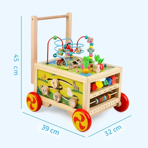 Vista 7 de Cubo de actividades de madera 7 en 1, juguete Montessori, juguete educativo multipropósito de aprendizaje para bebé niño pequeño niño de 1+ año