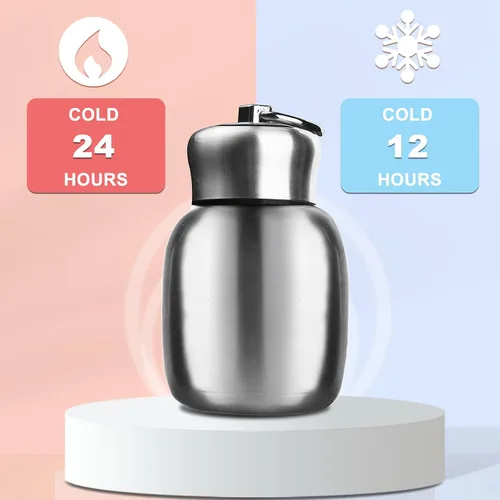 Vista 4 de Gets Mini botella de agua de acero inoxidable de 7 onzas, portátil pequeña botella de agua deportiva aislada al vacío, a prueba de fugas, vaso