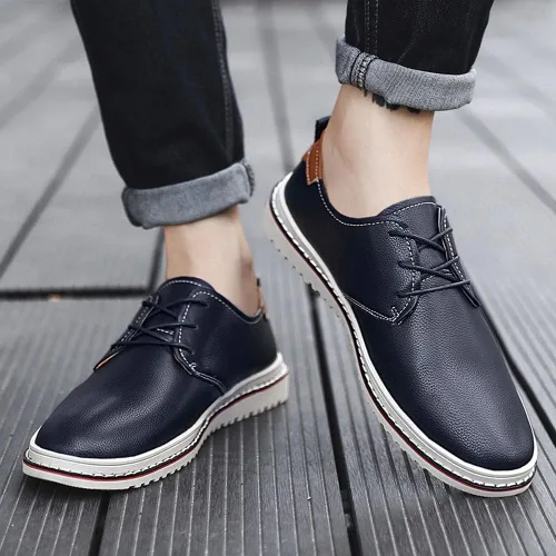 Vista 4 de Zapatos Oxford de vestir casuales para hombre, zapatos de negocios de moda, pies anchos, zapatos con cordones para negocios, oficina, boda