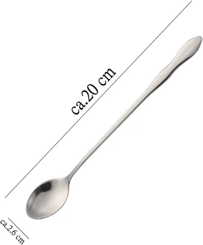 Vista 2 de Juego de 8 cucharas mezcladoras de acero inoxidable con mango largo de 7.9 in para café, batidos, jugos, cócteles