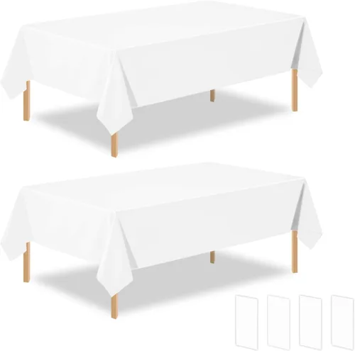 Vista 13 de Paquete de 2 manteles rectangulares desechables de plástico negro de 54 x 108 pulgadas, manteles de plástico negro para cumpleaños, bodas