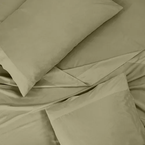 Vista 4 de ROYALE LINENS Juego de sábanas de 300 hilos de 100 % algodón peinado de fibras largas, 4 piezas, 1 sábana bajera, 1 encimera y 2 fundas de almohada