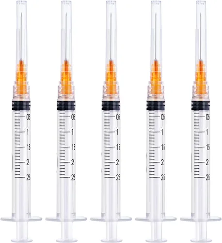 Vista 9 de Jeringa desechable de 1ml/cc con calibre 25 de 1 pulgada, paquete individual, paquete de 20