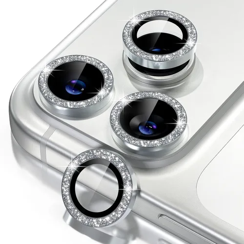 Vista 29 de Misea Compatible con iPhone 16 Pro/iPhone 16 Pro Max, protector de lente de cámara de vidrio templado Ultra-HD, protector de pantalla de anillo Negro