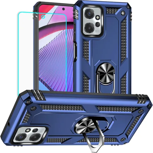 Vista 9 de Funda para Moto G Power 5G 2023 con protector de pantalla HD, funda protectora de grado militar con anillo (negro)