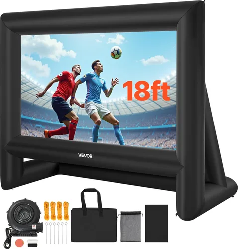 Vista 12 de VEVOR Pantalla de cine inflable de 14 pies, pantalla de proyector inflable con bolsa de almacenamiento portátil, proyección de película fácil