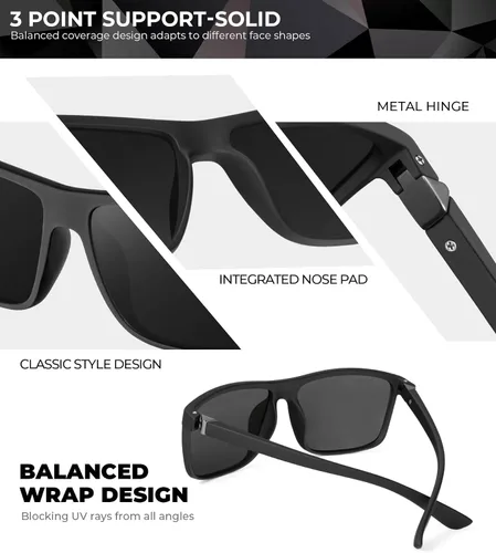 Vista 4 de KALIYADI Lentes de sol polarizados para hombres y mujeres, lentes de sol polarizados con protección UV para conducir, pescar y jugar golf