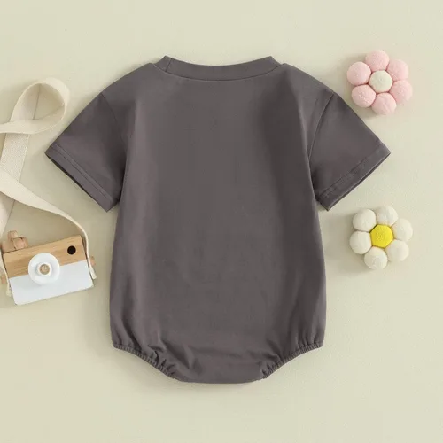 Vista 7 de Mameluco de manga corta para bebé recién nacido, niña y niño, con estampado de letras