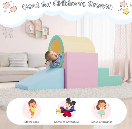 Vista 7 de TOLEAD Túnel/Escaleras de Espuma para Trepar, Juego de Actividad de Espuma para Trepar y Arrastrarse para Niños Pequeños y Niños, Equipo de Gimnasio