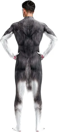 Vista 2 de Bemeiren Cosplay Zentai Body 3D impreso Animal Hombre manga larga fiesta Halloween traje completo traje