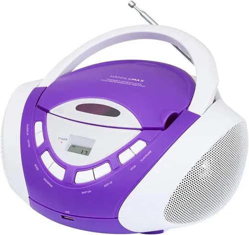 Vista 8 de HANNLOMAX HX-320CD CD/MP3 Boombox, radio AM/FM, puerto USB para reproducción de MP3, entrada auxiliar, pantalla LCD, fuente de alimentación dual