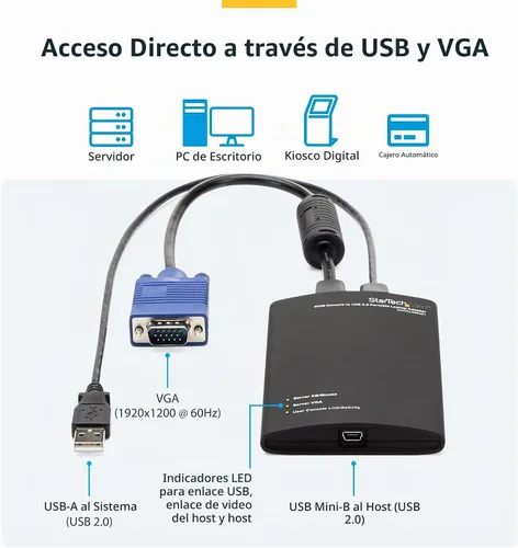 Vista 3 de StarTech Adaptador Portátil de Carrito de Choque para Laptop para Gestión de Servidores, Consola KVM USB/VGA, Windows/Linux/MacOS - TAA