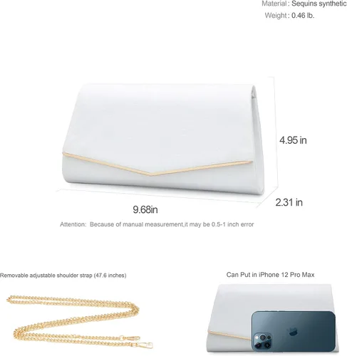 Vista 6 de Bolsos de mano brillantes para mujer, bolso de noche para mujer, bolso de mano para mujer, bolso de mano para fiesta, graduación, boda