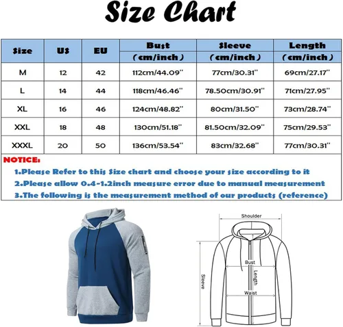 Vista 5 de Sudaderas con capucha para hombre, sudaderas con capucha para hombre, sudaderas con parches de bloque de color, sudaderas casuales con cordón