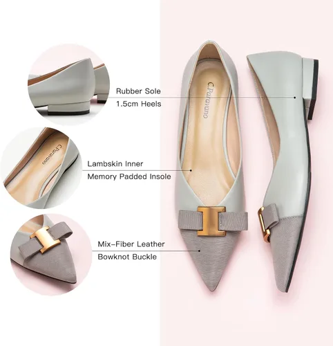 Vista 4 de C.Paravano Zapatos planos para mujer I Flat para mujer de cuero I puntiagudo I zapatos planos de ballet para mujer I Slip on Dressy Flats