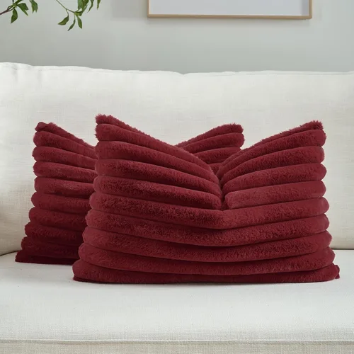 Vista 27 de FUTEI Pack of 2 Faux Fur Throw Pillow Covers 20x20 Inch, Navy Blue Azul marino