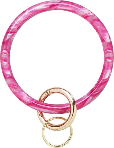 Vista 12 de Mymazn Llavero pulsera pulsera llavero brazalete brazalete llavero brazalete llavero para mujer, llavero redondo de acetato Tortuga clásica