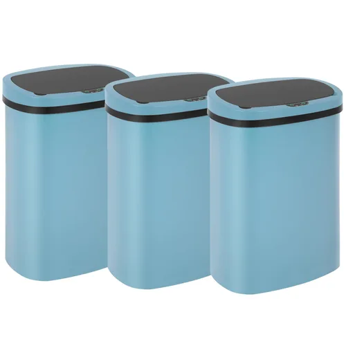 Vista 19 de Cubo de basura de cocina de 13 galones con tapa, cubo de basura automático sin contacto para cocina, cubo de basura de plástico PP con sensor de Azul