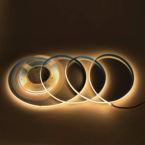 Vista 4 de Tira LED COB de 12 V CC de alta densidad flexible Ra90+ luces blancas cálidas 16.4 ft (luz cálida 3000 K, 320 LEDsm)