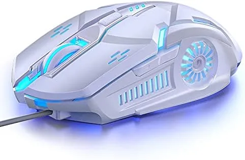 Vista 7 de Mouse para juegos con cable, mouse USB para computadora para juegos y uso diario, retroiluminación Chroma RGB, 4 DPI ajustables de hasta 3200 DPI