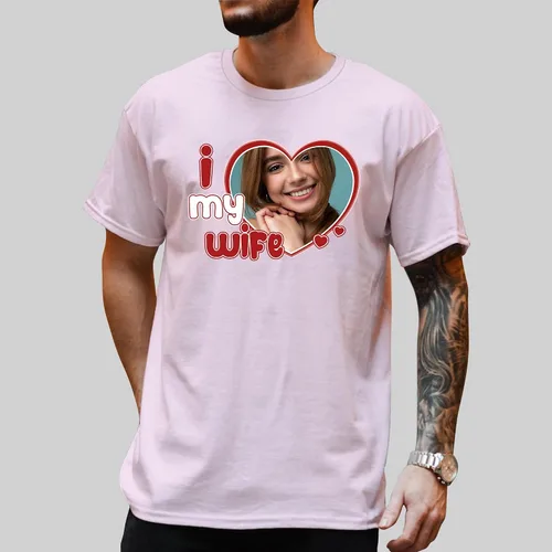 Vista 3 de LASFOUR Camiseta de rap Bootleg personalizada, I Love My Wife Shirts para hombres, camisa gráfica vintage con caras en ellas personalizadas