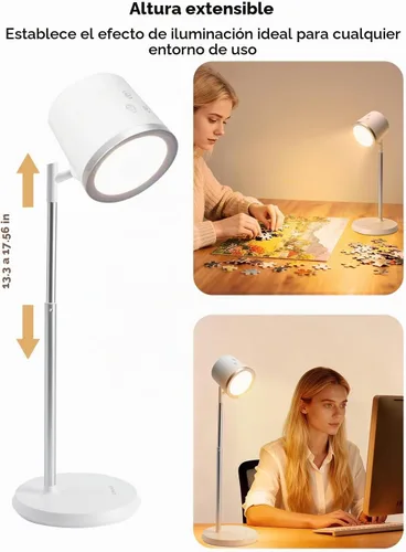 Vista 6 de Lámpara de escritorio LED recargable, luz LED magnética de montaje en pared, lámpara de lectura inalámbrica regulable con brillo ajustable y 3 modos