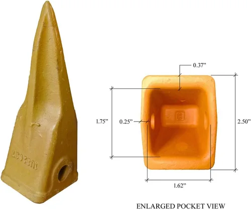 Vista 3 de 8 – Cata Style J200 Backhoe Bucket Shanks 1.0 in labio, dientes de roca, 1U-3202TL, 119-3204