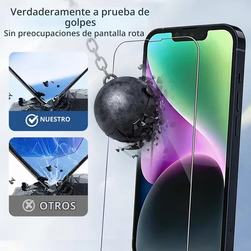 Vista 3 de Protector de pantalla para iPhone 14, paquete de 2 pantallas frontales y 2 protectores de vidrio traseros, 2 protectores de lente de cámara