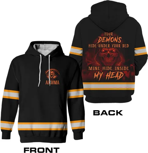 Vista 5 de Maddly Polo de alta visibilidad con diseño de calavera y bandera de Estados Unidos, ropa de trabajo patriótica con nombre personalizado