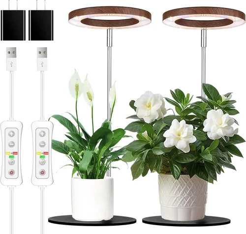 Vista 16 de yadoker 72 LEDs Luz de cultivo de plantas para plantas de interior, Luz de escritorio de aluminio con grano de madera de nogal LED, Altura
